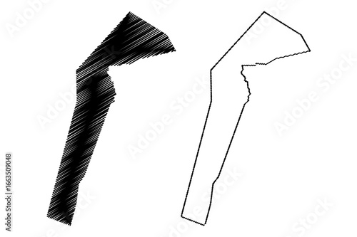 South-East District (Districts of Botswana, Republic of Botswana) map vector illustration, scribble sketch South East map
