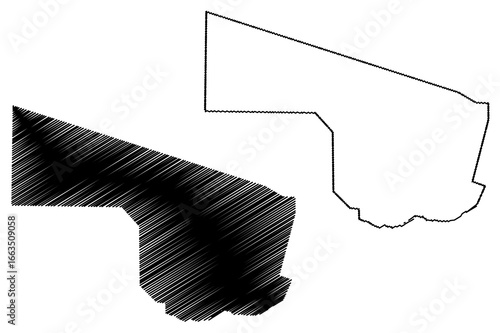 Southern District (Districts of Botswana, Republic of Botswana) map vector illustration, scribble sketch Southern map