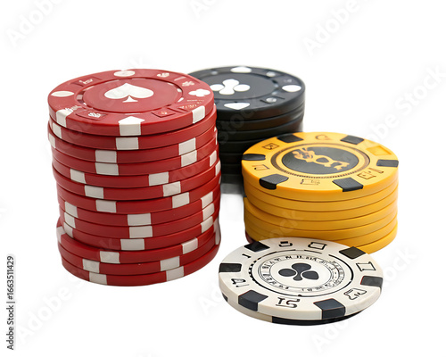 Casino Chips Stacked High Ready for a Poker Game Night with Friends Gambling and Winning