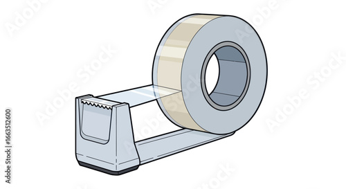 Illustrated Tape Dispenser with Clear Tape and Cutter