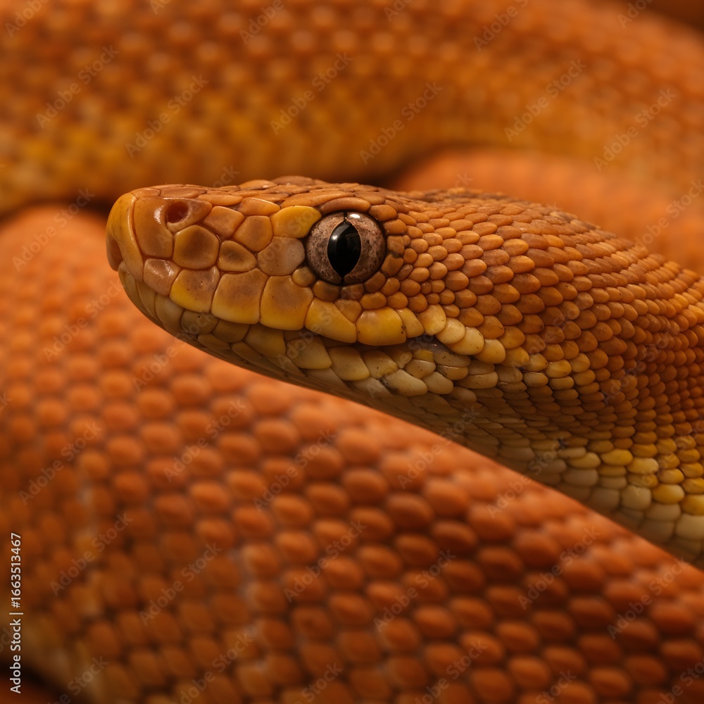 Obraz premium Elegant Orange Ball Python Macro Illustration