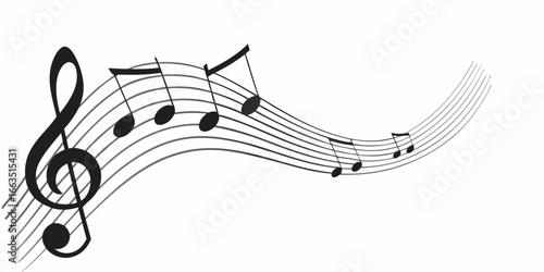 Musical staff with treble clef and notes in grey tones