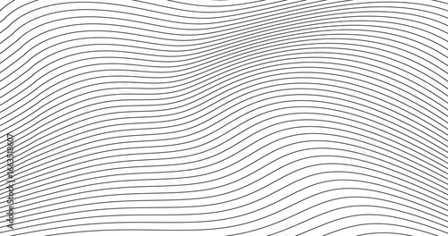 Abstract Horizon wavy black lines on white background