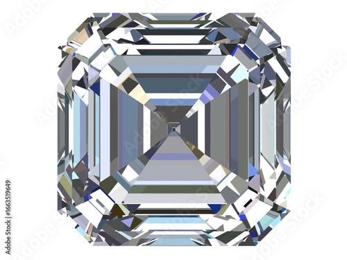 Fine emerald square-cut diamond, a popular and elegant diamond shape characterized by its rectangular facets and step-cut design.