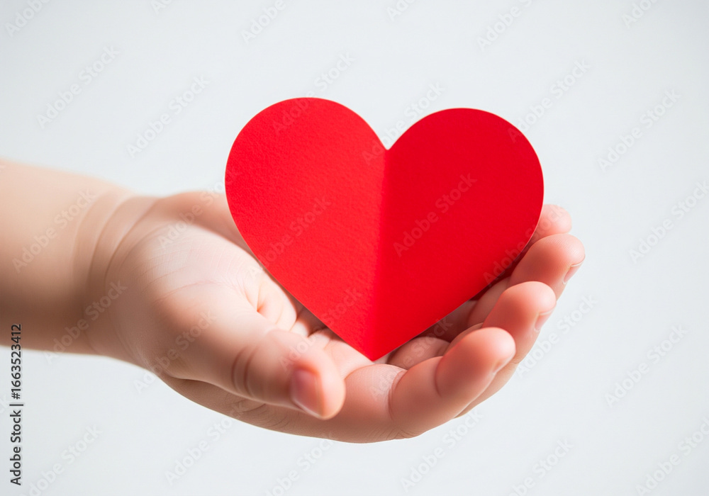 Obraz premium Close up hand with red heart symbol