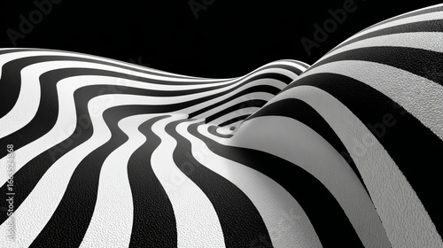 Wallpaper Mural Vector black and white striped pattern that creates a 3D optical illusion with curved and distorted lines. This abstract design is perfect for modern art, visual effects or unique creative projects. Torontodigital.ca