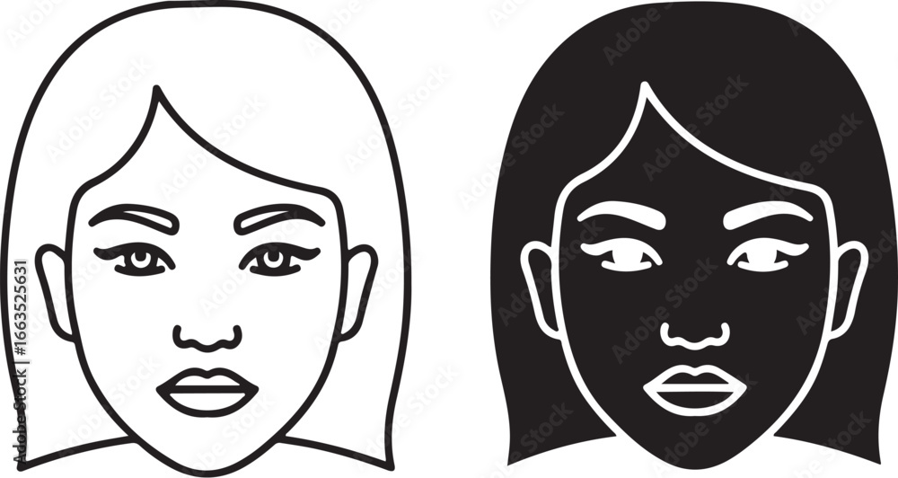 Vector art of woman face portrait, on isolated Vector art of woman face portrait, on isolated