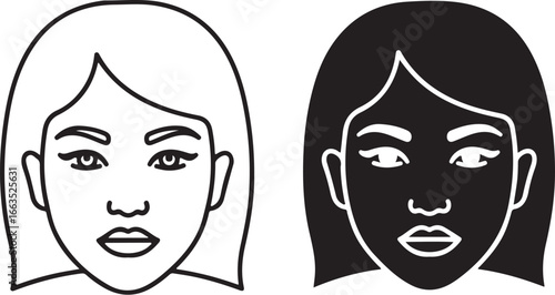 Vector art of woman face portrait, on isolated