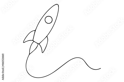 Rocket Vector Line Art – Minimal One Line Design