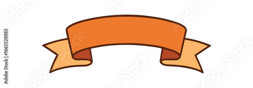 flat vector retro ribbon banner with simple folds warm orange and beige tones no text no outline only solid color isolated on white