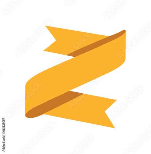 flat vector twisted ribbon banner with asymmetrical folds no text no outline only solid color isolated on white