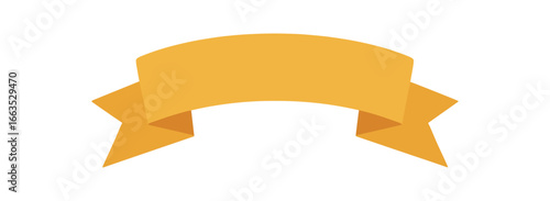 flat vector ribbon banner with offset layered no text no outline only solid color isolated on white