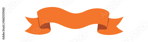flat vector curved ribbon banner with wavy folds no text no outline only solid color isolated on white
