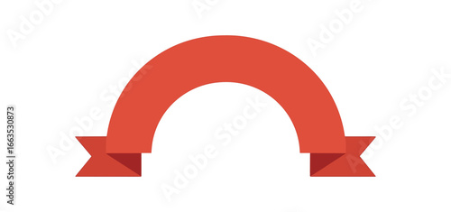 flat vector semicircle ribbon banner with flat no text no outline only solid color isolated on white