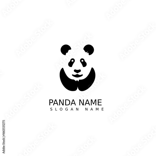 Vector illustration logo icon of a panda, including sample font mock-up