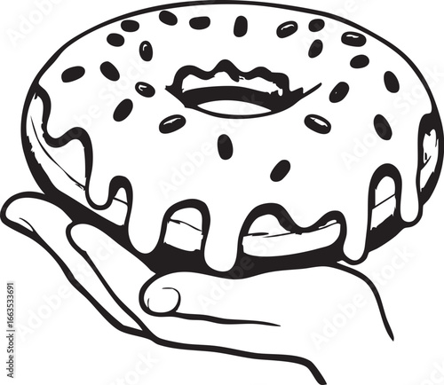 Hand Holding a Glazed Doughnut with Sprinkles


