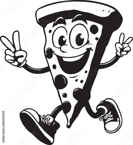 Fun Collection of Food and Animal Mascots in Black and White

