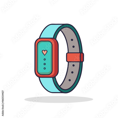 Modern fitness tracker with heartbeat monitor and teal band