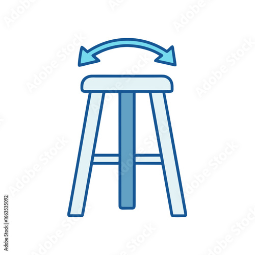 Adjustable height stool with rotating seat icon