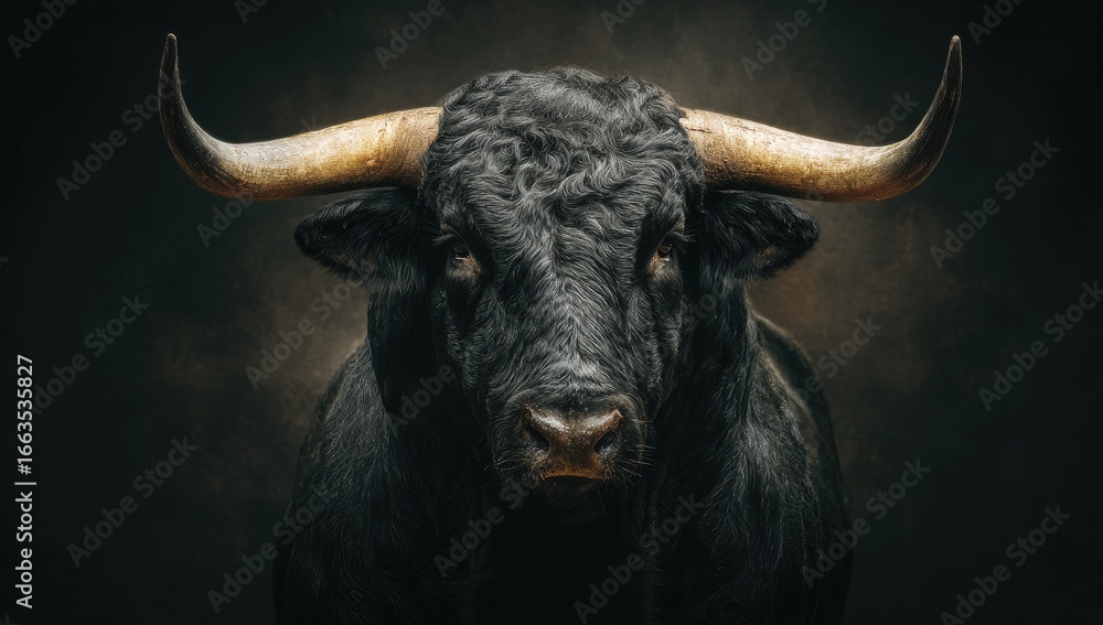 Fototapeta premium Close-up portrait of a black bull (1)