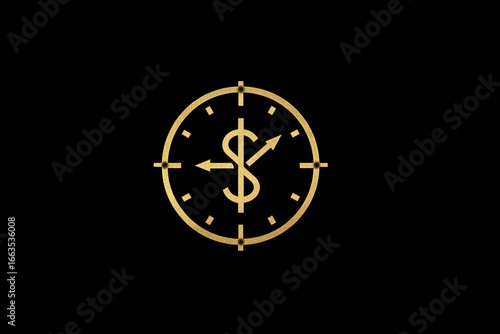 Wallpaper Mural Gold clock with dollar sign and arrows in a target Torontodigital.ca