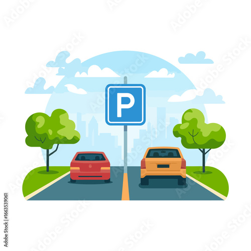Parking Lot with Cars