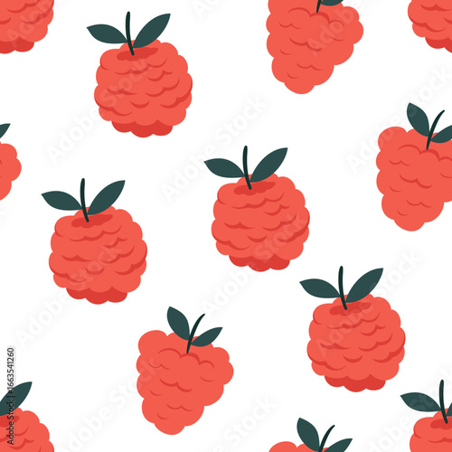 Delightful raspberry repeat pattern ideal for fabric design, scrapbook papers, or cute backgrounds offering a fresh, organic feeling.