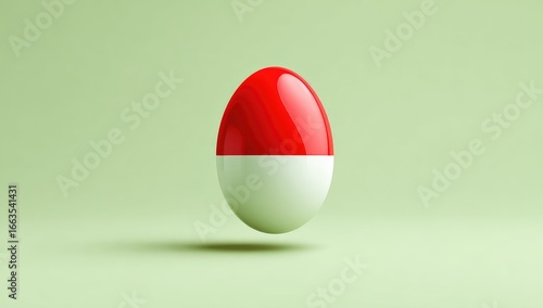 Floating egg, red and white halves, pastel background Free Download Floating egg, red and white halves, pastel background - GFXLoad