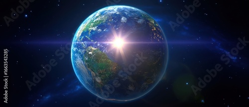 Wallpaper Mural The Earth illuminated by a radiant sunrise in the cosmos. Torontodigital.ca