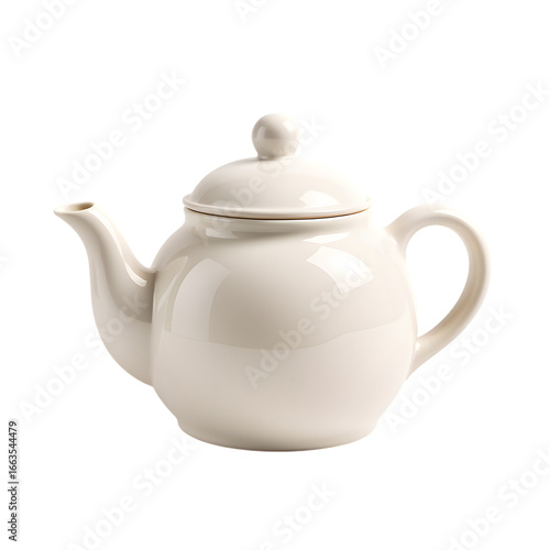 3d minimal teapot icon in white transparent png background cutout	

