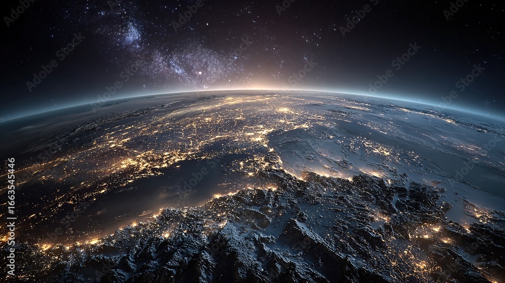 Obraz premium Earth from Space at Night