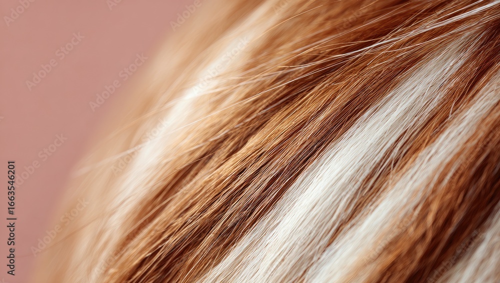 Fototapeta premium Close-up view of reddish-brown and white hair strands