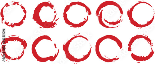 Minimal enso ink brush rings in textured style, offering abstract artistic circles, meditation inspired round symbols, and Japanese sumi calligraphy elements for graphic projects.