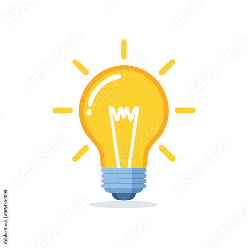 Illuminated Light Bulb Cartoon Depicting Ideas and Innovation