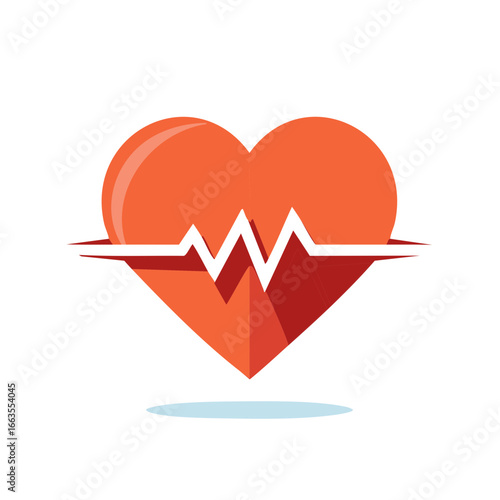 Stylized Heart with ECG Line Illustration for Health, Medicine, and Wellness Concepts