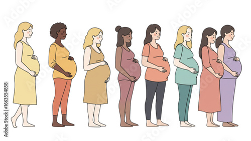 Pregnant Woman Line Art | Minimal Vector Illustration of Expecting Mother