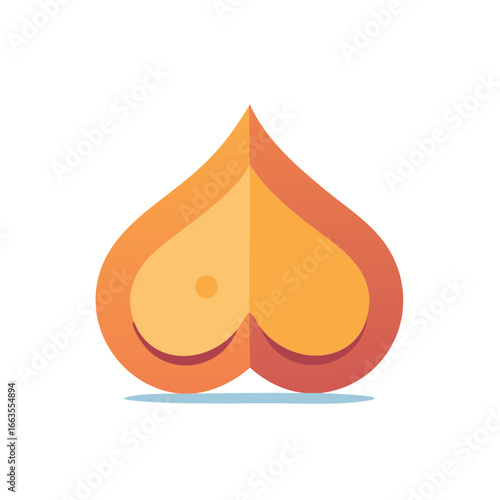 Vector Abstract Heart with Breast Shape in Warm Colors on a White Background