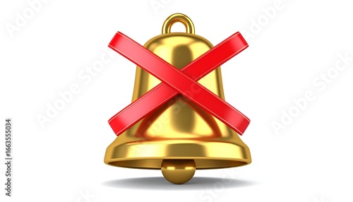 A golden bell icon with a red cross over it