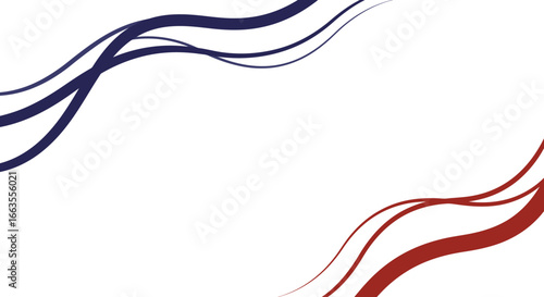 Abstract wavy lines frame in red and blue featuring flowing dynamic design