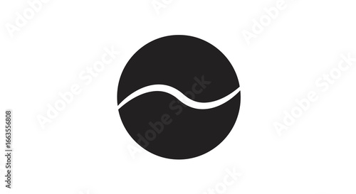 Minimalist yin yang concept in monochrome design with abstract curves