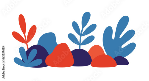 Abstract nature silhouette with bold geometric shapes and muted colors