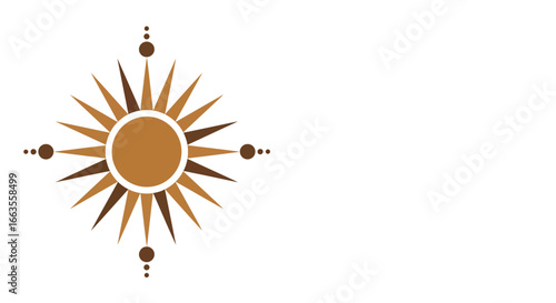 Geometric sun design with decorative rays and bold dots in minimal style