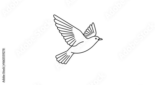 Minimalist bird outline drawing with simple black lines on white background