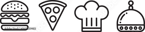 Food and Restaurant Icons Vector Set for Culinary and Gastronomy