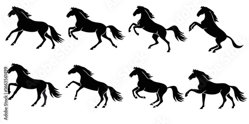set of horse silhouettes