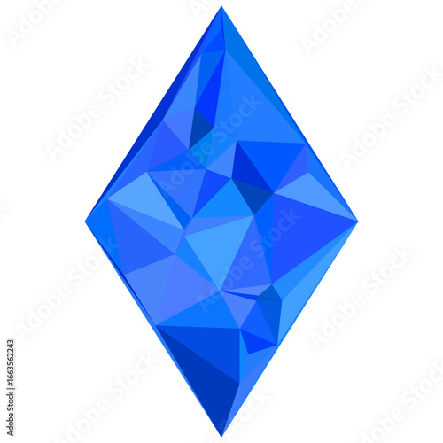 Polygonal sapphire jewel. Blue geometric shape. Abstract gemstone illustration. Vector crystal icon. EPS 10.