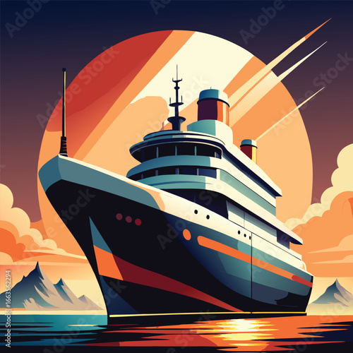 Wallpaper Mural ship silhouette vector new style modern and realis Torontodigital.ca