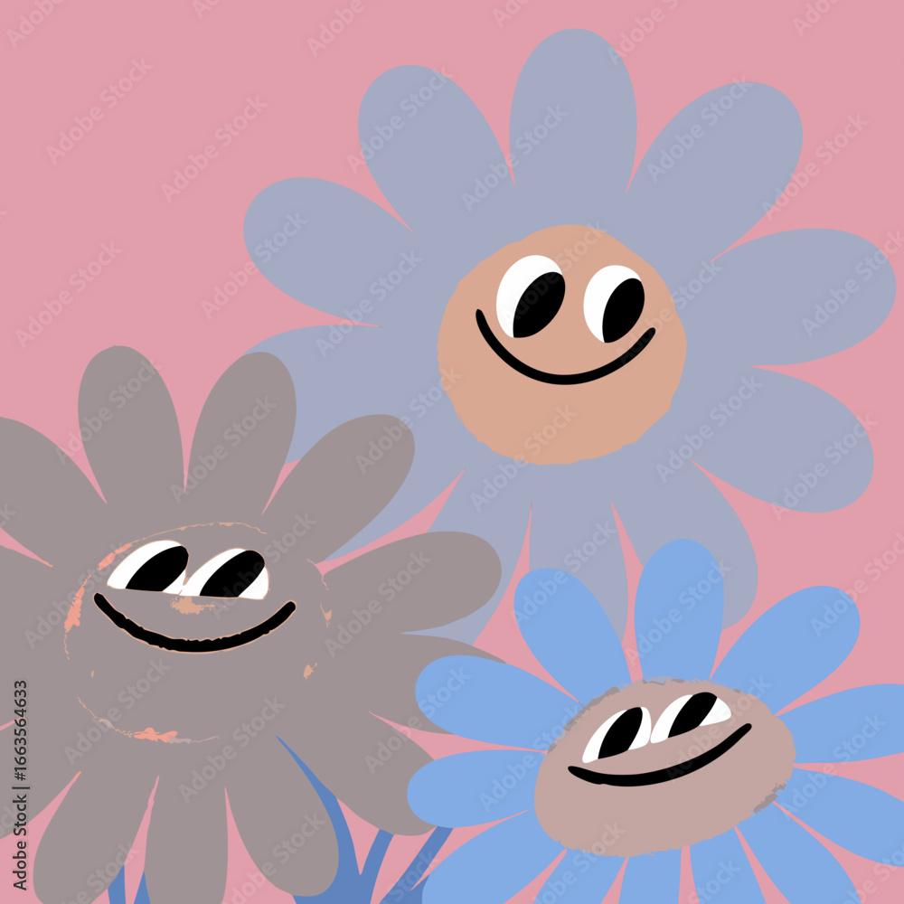 Naklejka premium pink flower on blue background
