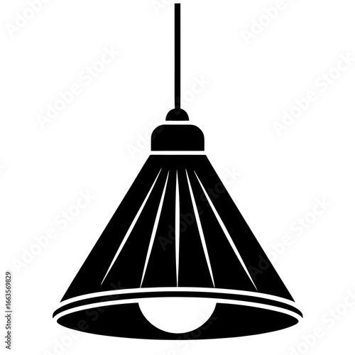 Black Silhouette of a Hanging Cone- Shaped Pendant Light Fixture lamp