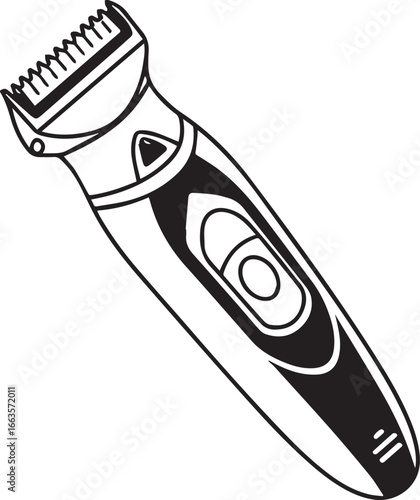 Hair Clipper Illustration A Detailed Line Drawing of a Corded Electric Hair Trimmer